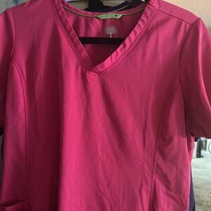 Healing Hands Hot Pink V-Neck Women's Scrub Top